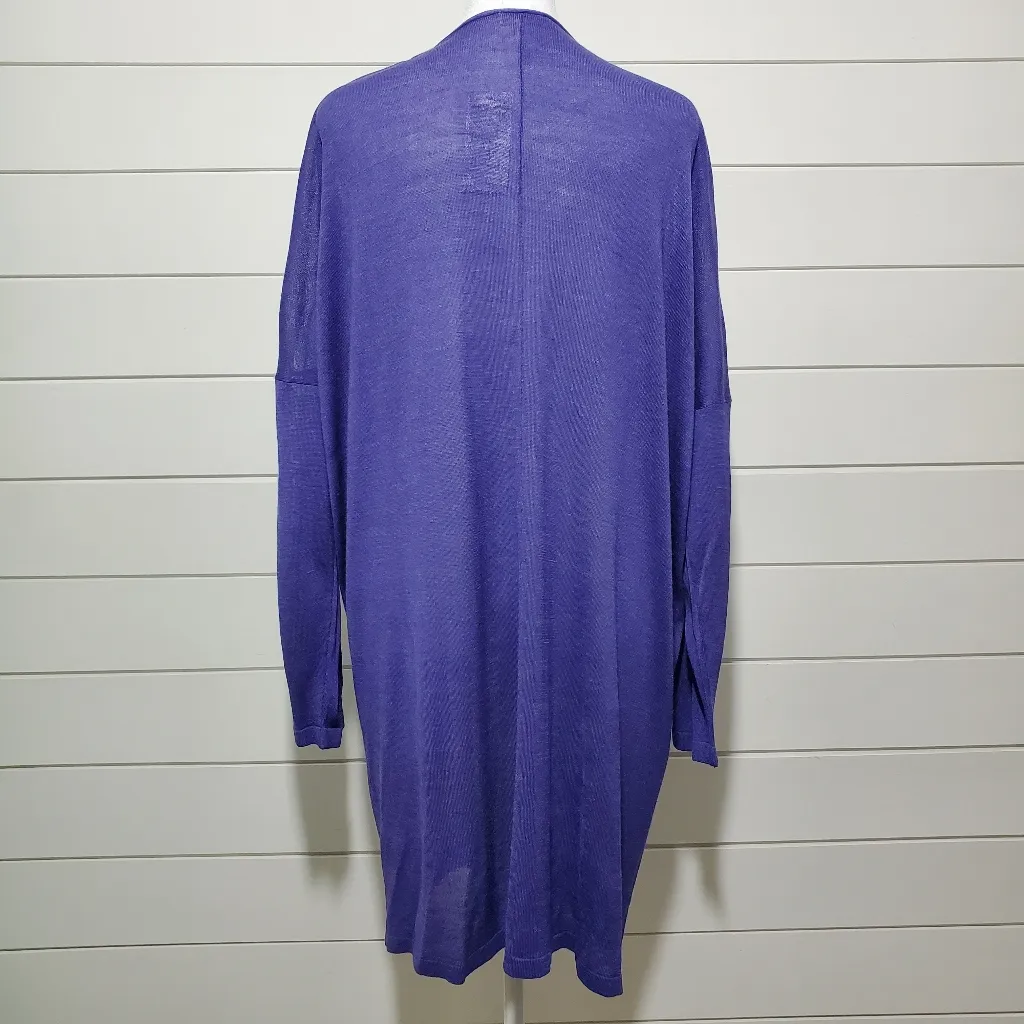 Chicos Silk Open Front Cardigan‎ Purple Knit Sheer Lightweight Size 3  100% Silk - Image 2