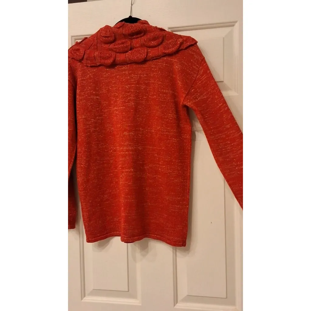 Design365 Pullover Turtle Neck Seater with ruffles all around the top Size S Orange - Image 5