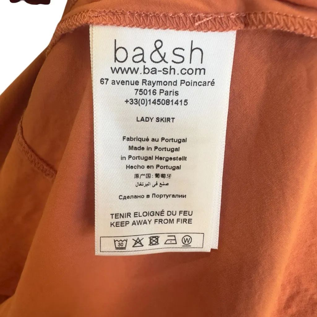 ba&sh Piel Blush Pink Gathered Cotton Poplin Midi Skirt Size 2/ XS - Image 8