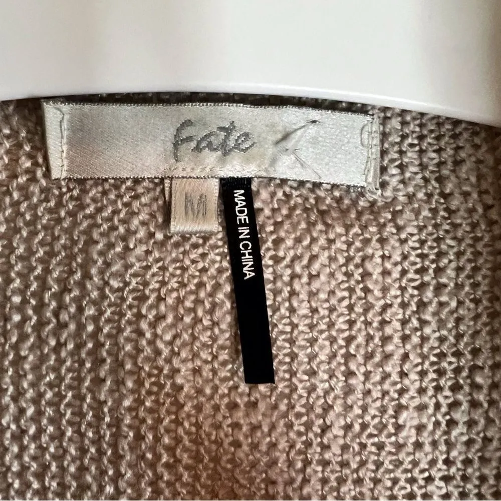 Fate Cream and Gray Boho Long Cardigan Wrap Art Deco Wool Blend Size Med - Image 10