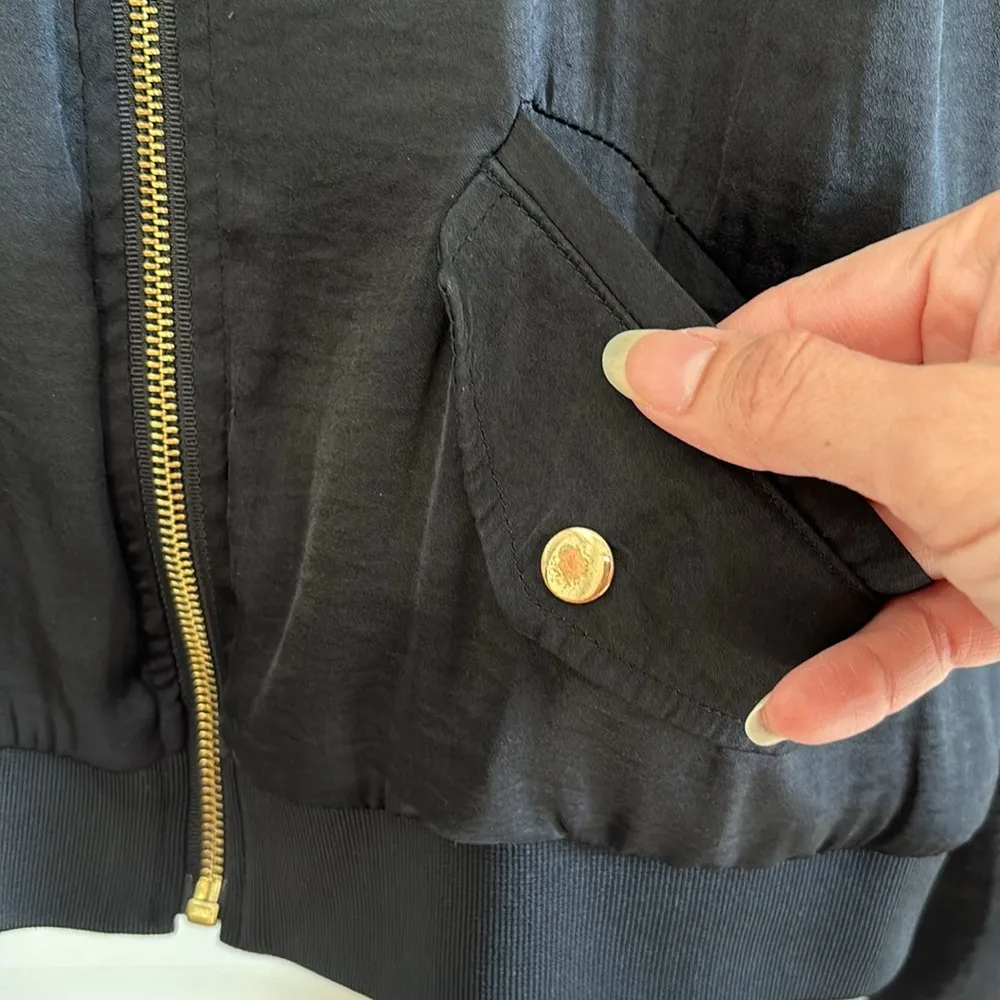 Jennifer Lopez Embroidered Floral Full Zip Cropped Jacket Color Black Size S - Image 4