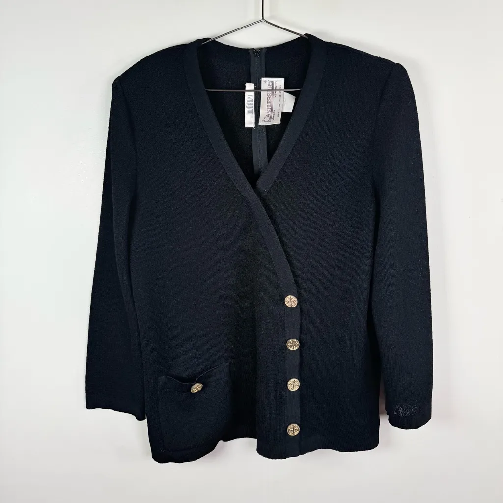 Vintage I. Magnin x Castleberry Black Knit Jacket Size L - Image 2