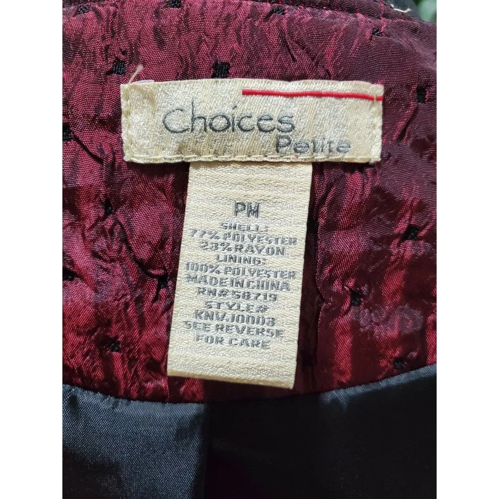 Choices Women's Burgundy Polyester Long Sleeve Button Down Casual Jacket Size PM - Image 9