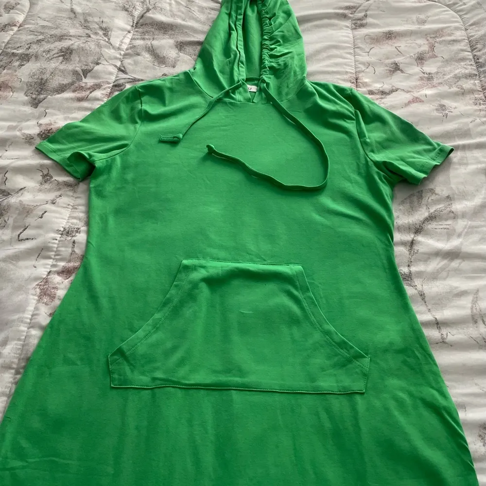 Missky green hoodie kangaroo pocket cotton sweatshirt dress, size L athleisure Size L - Image 13