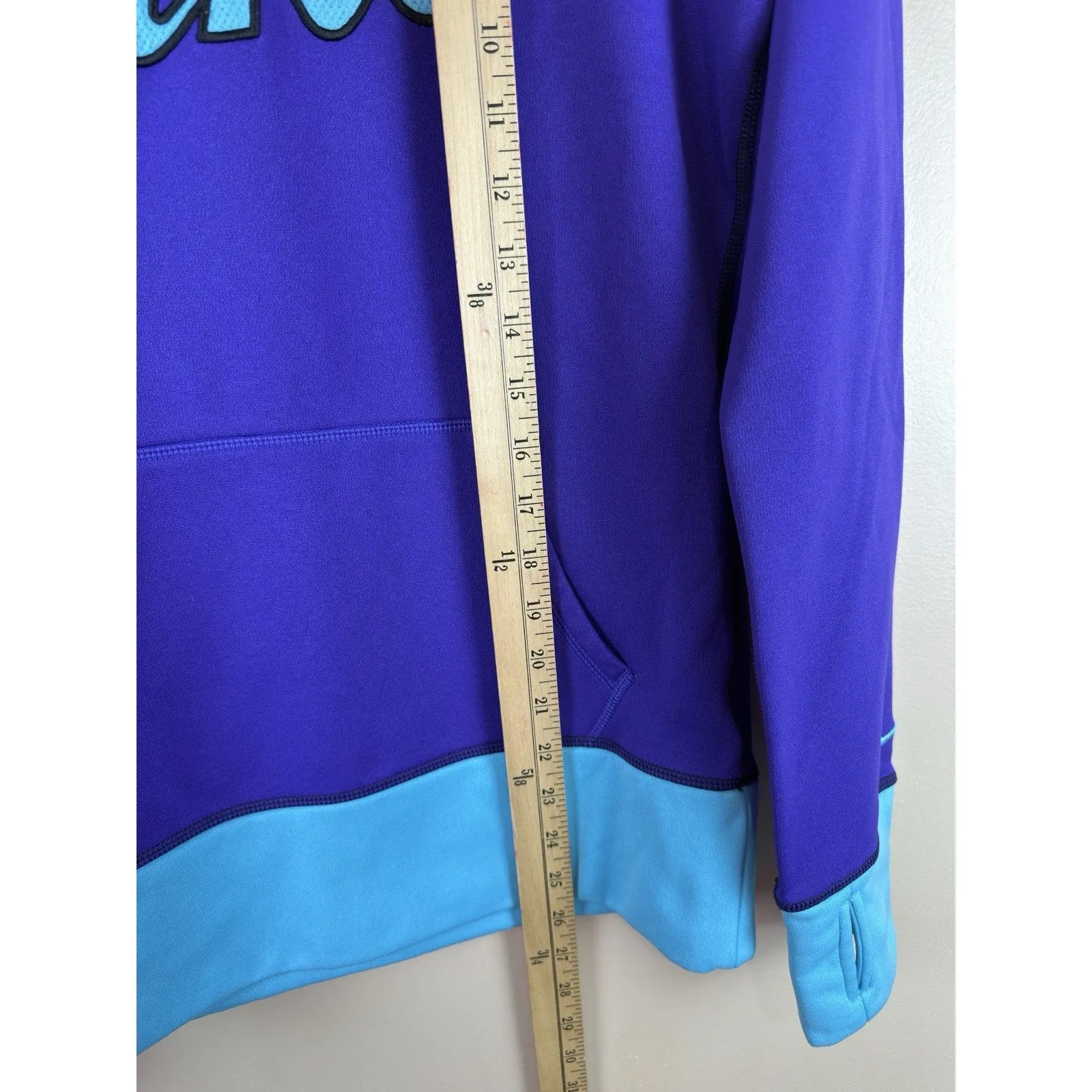 Nike Therma-Fit Purple & Turquoise Logo Pullover Hoodie Size S retro colorful - Image 8