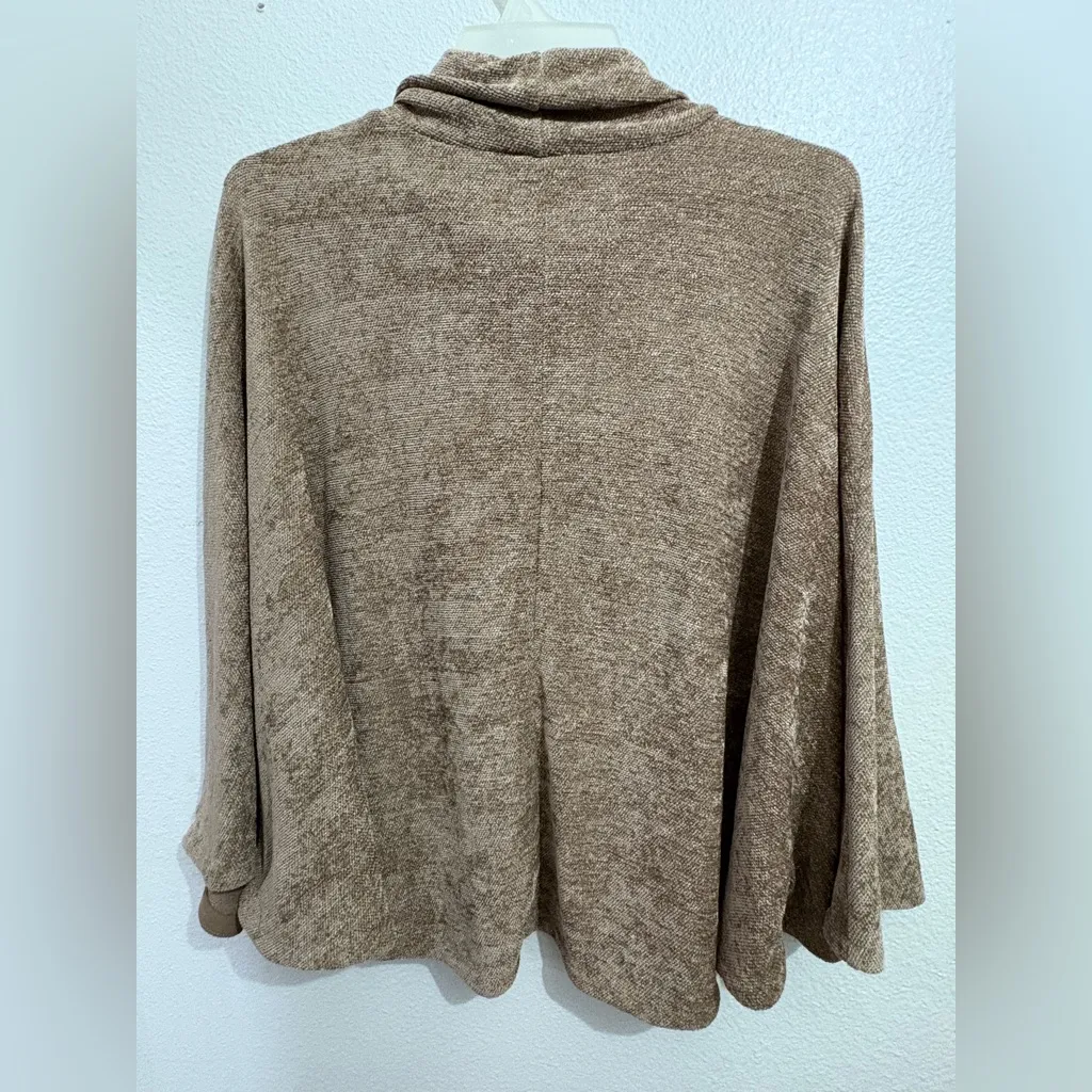 Zara Turtleneck Poncho Textured Brown Knitwear Size M - Image 4