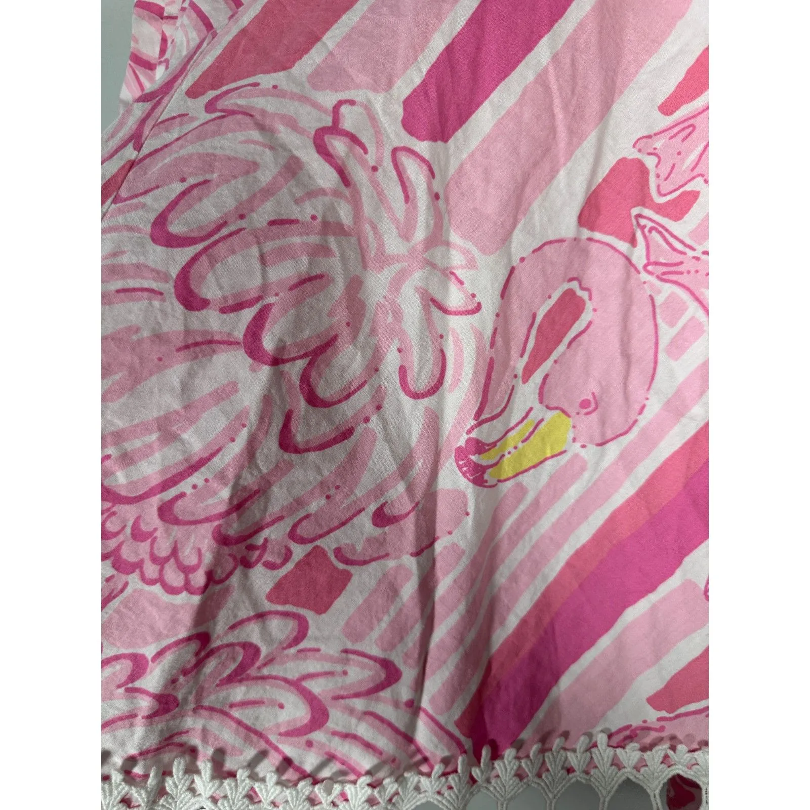 Lilly Pulitzer Vintage White Label Flamingo Pink Lace A Line Midi Skirt Size 4 - Image 3