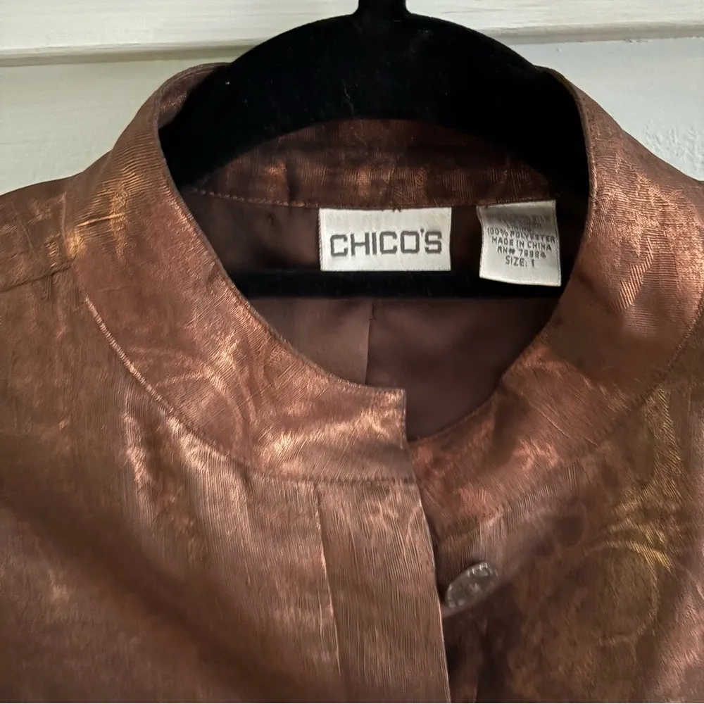 Chico’s Lightweight Linen Silk Blend Bronze Jacket. Size 1 - Image 4