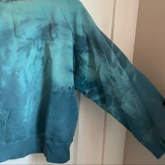 Vintage tie dyed blue crew neck sweatshirt cropped distressed - Image 3