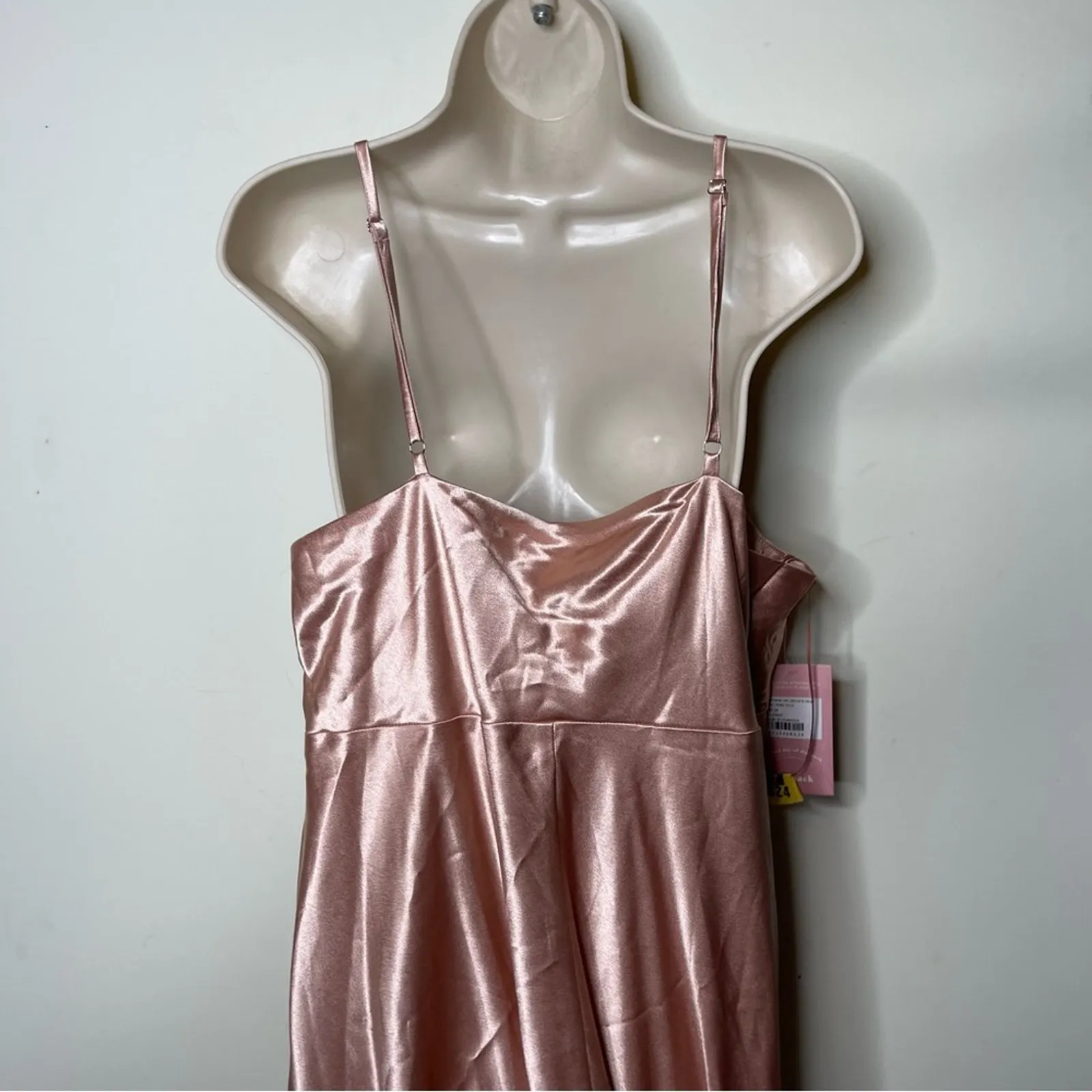New Birdy Grey LISA LONG DRESS IN SHINY SATIN ROSE GOLD sz 2XL - Image 13