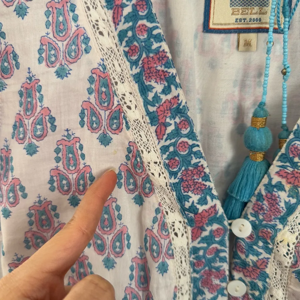 Bell Alicia Bell Medium Annabelle Tiered Maxi Dress Paisley White Blue Cottage - Image 4