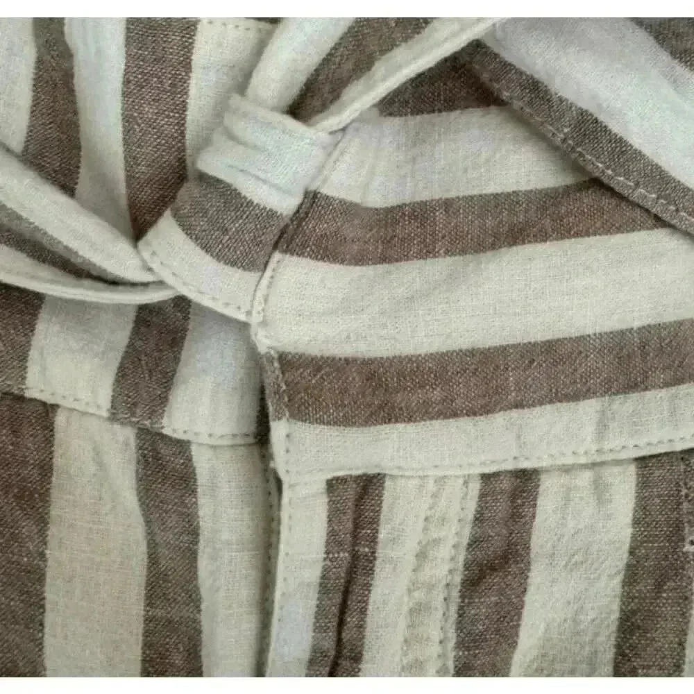 Anthropologie Oasis Striped Linen Blend Tailored Pants White/Taupe  SZ 4 #2011 - Image 9