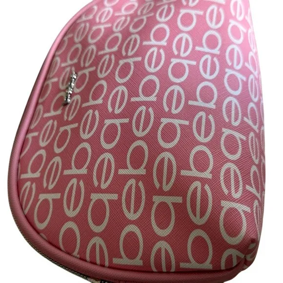 Bebe Pink All Over Logo Cosmetic Bag Makeup Pouch Zipper Closure NWOT - Image 2