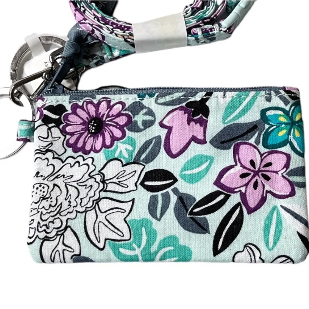 Vera Bradley Penelope’s Garden Lighten Up Zip ID Case and Lanyard Blue Purple - Image 3