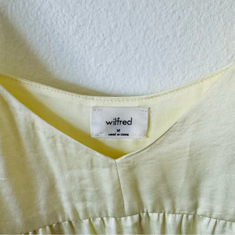 Aritzia  Wilfred Mini Lover Dress Satin Babydoll Palest Yellow - Image 4