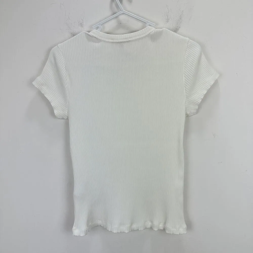 Madewell Ribbed Crewneck Tee Basics Stretch Modal Cotton Basics Small NWT - Image 10