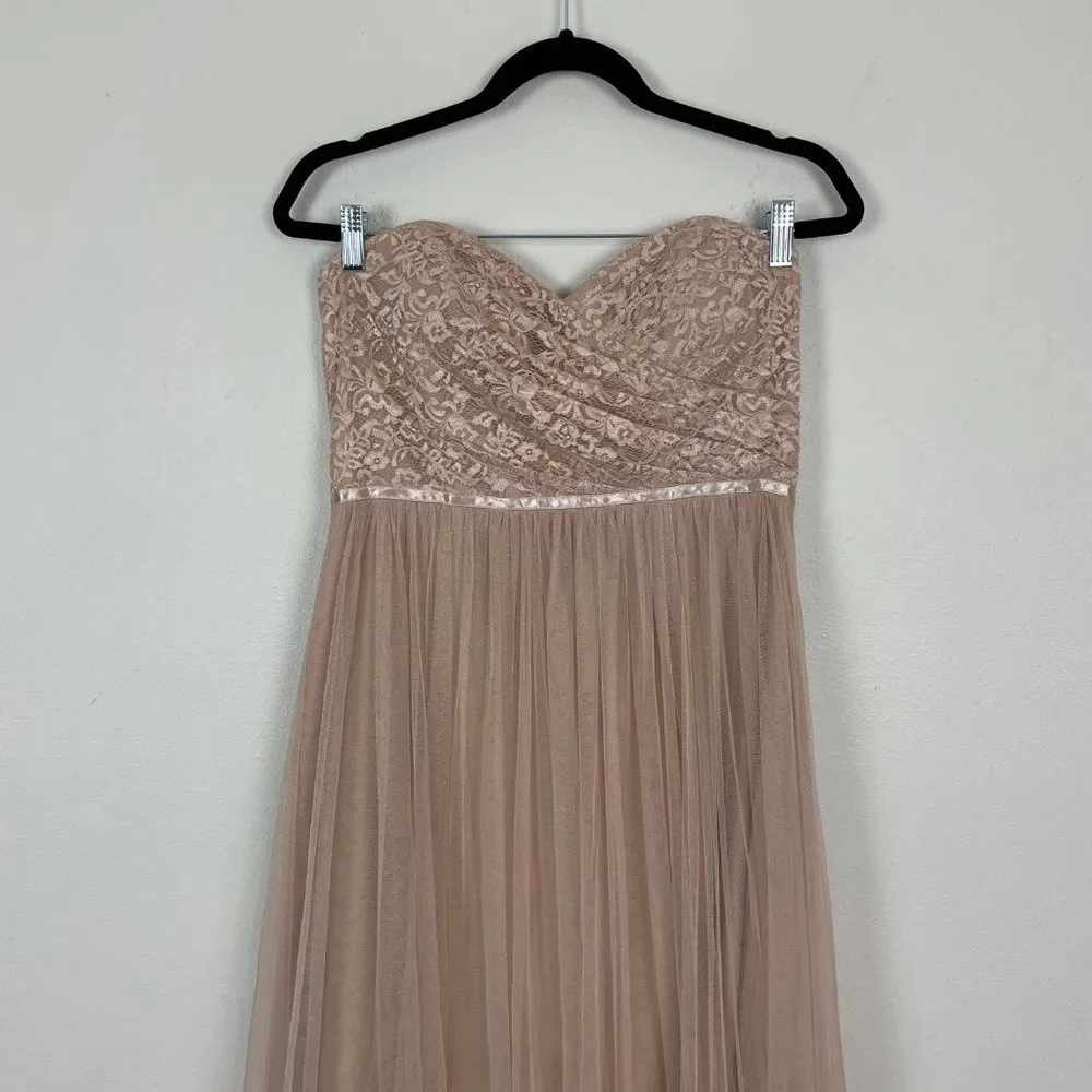 Jenny Yoo Woman's Sz 10 Blush Pink‎ Strapless Lace and Tulle Bridesmaid Dress - Image 3