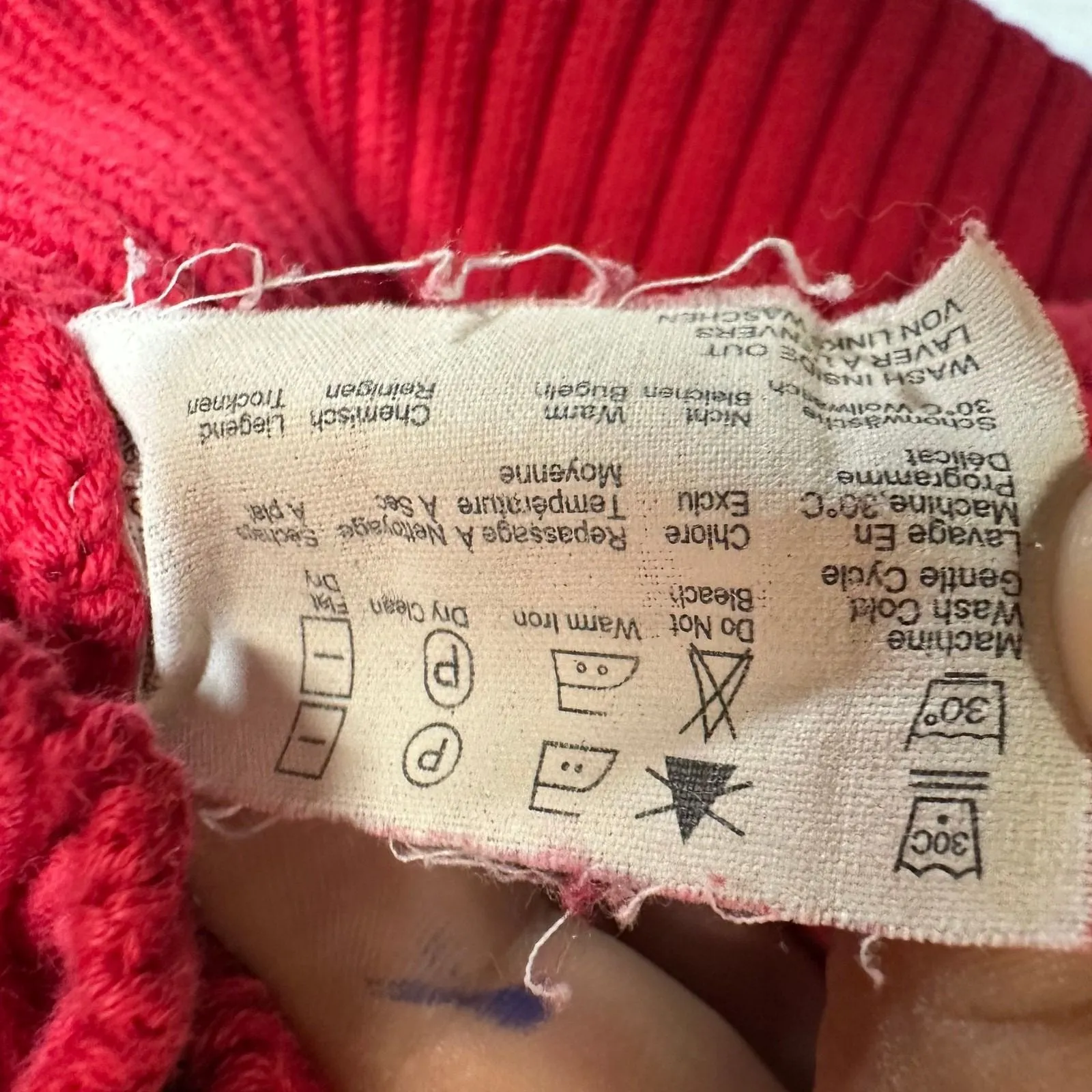 Vintage ESPRIT XS Red Cable Knit Long Sleeve Turtleneck Sweater Retro Romantic - Image 13