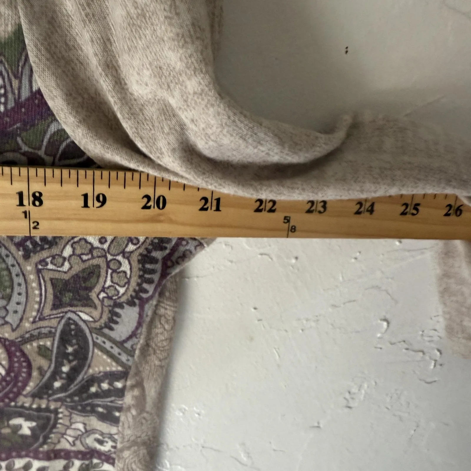 Petite XL Womens Paisley Print Shirt‎ Beige Purple Long Sleeve Witchy Whimsigoth - Image 5