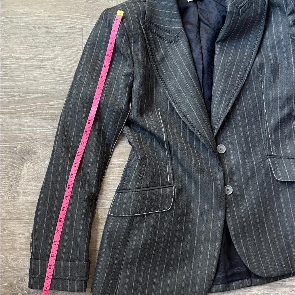 SIMKHAI Gamela Pinstripe Single Breasted Blazer In Grey Gray Size 6 - Image 16