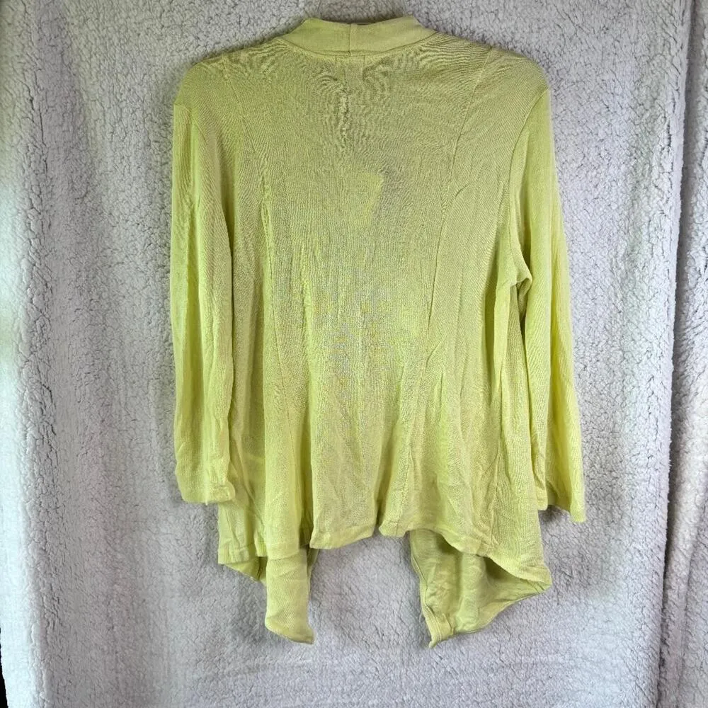 AMS Pure Flowy Open Cardigan Lemon Women's Size L Boho, Peasant NWT Yellow Size L - Image 2