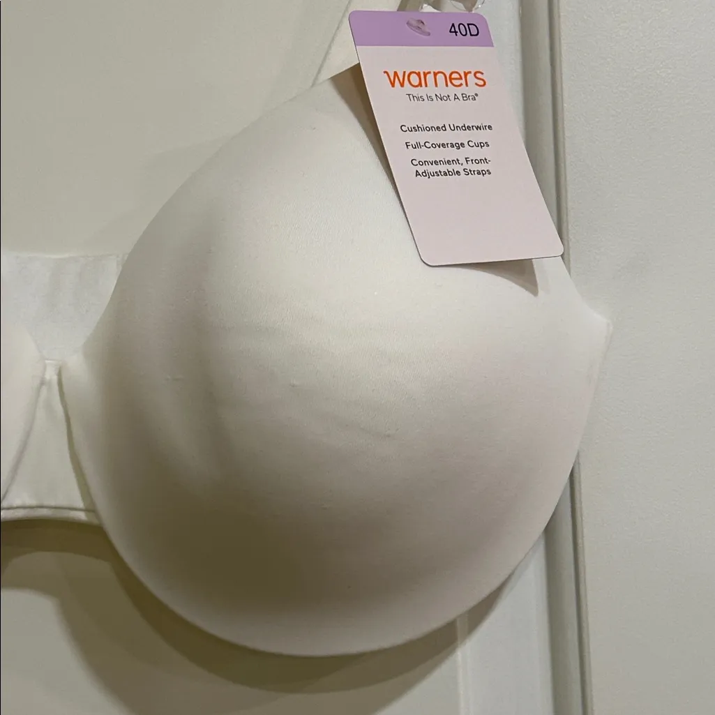 Warners This Is Not A Bra Underwire White NEW Size 40D Push Up Contour T - Image 6