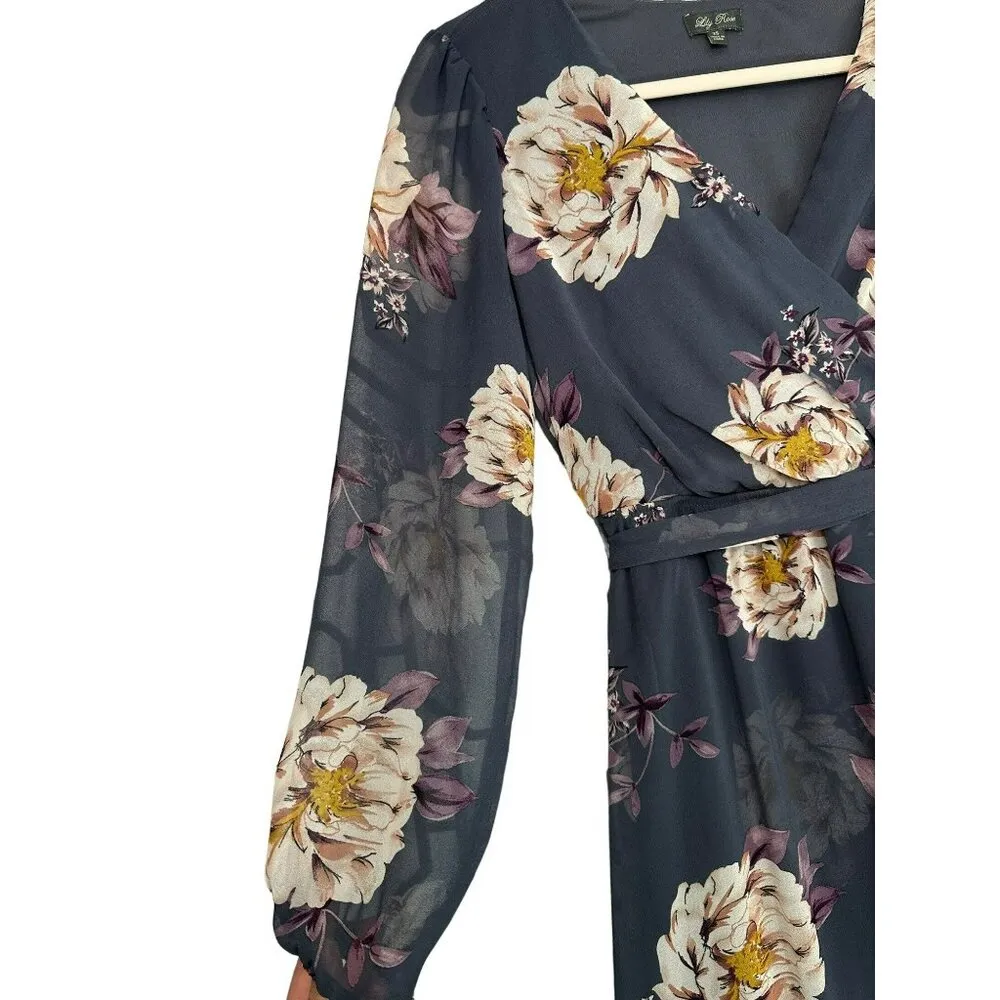 Lily Rose Ladies Sheer Long Sleeve V Neck Dress Size XS - Image 3