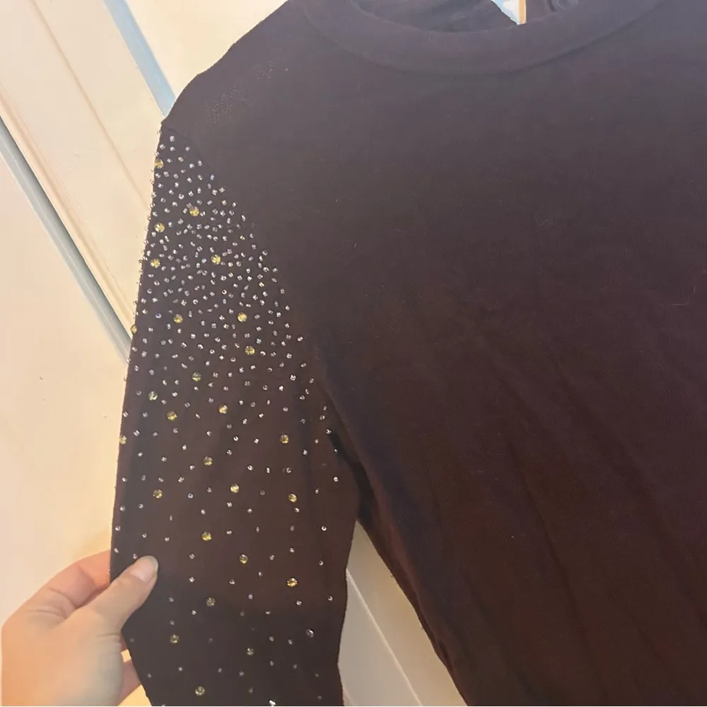 Loft Deep Burgundy Beaded Tie Back Sweater Women’s Size Medium - Image 5