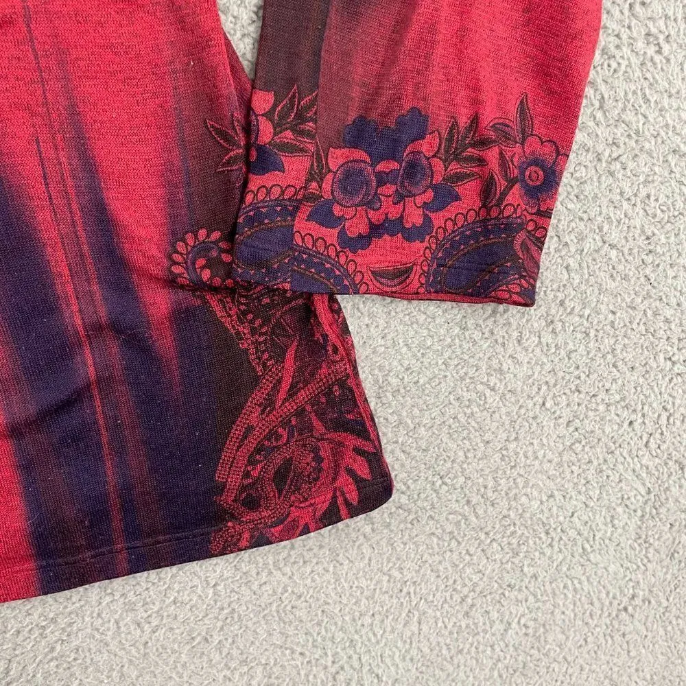 Energe World‎ Wears Women M Red Purple Boho Tunic Blouse Size M - Image 2