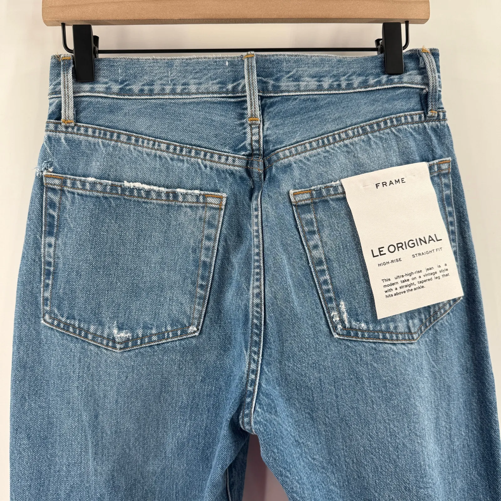 Frame Le Original Jeans SZ 26 Denim NWT High Rise Straight Leg Riverrun Distress - Image 10