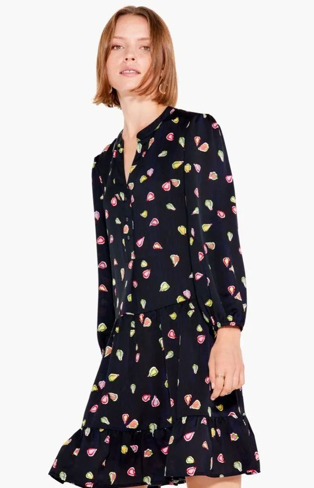 Nic+Zoe Tiered Long-Sleeve Dress w/Mandarin Collar, Black Multi, Size L NWT $188 - Image 9