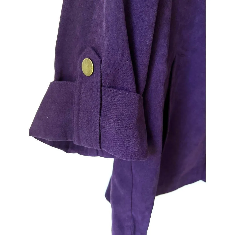 Women's button front shirt long sleeve shacket purple collar Pockets plus 16W. - Image 3