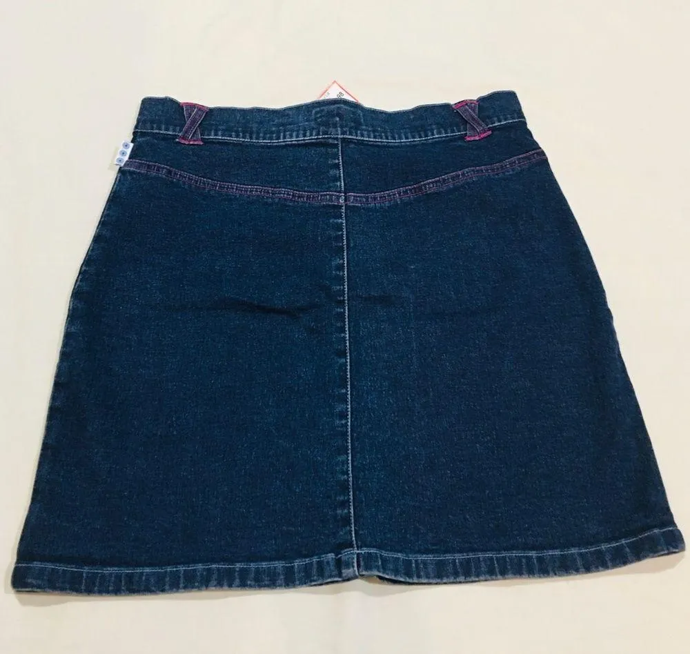 NWT XS White and Blue Denim Jean Floral y2k mini Skirt - Image 4