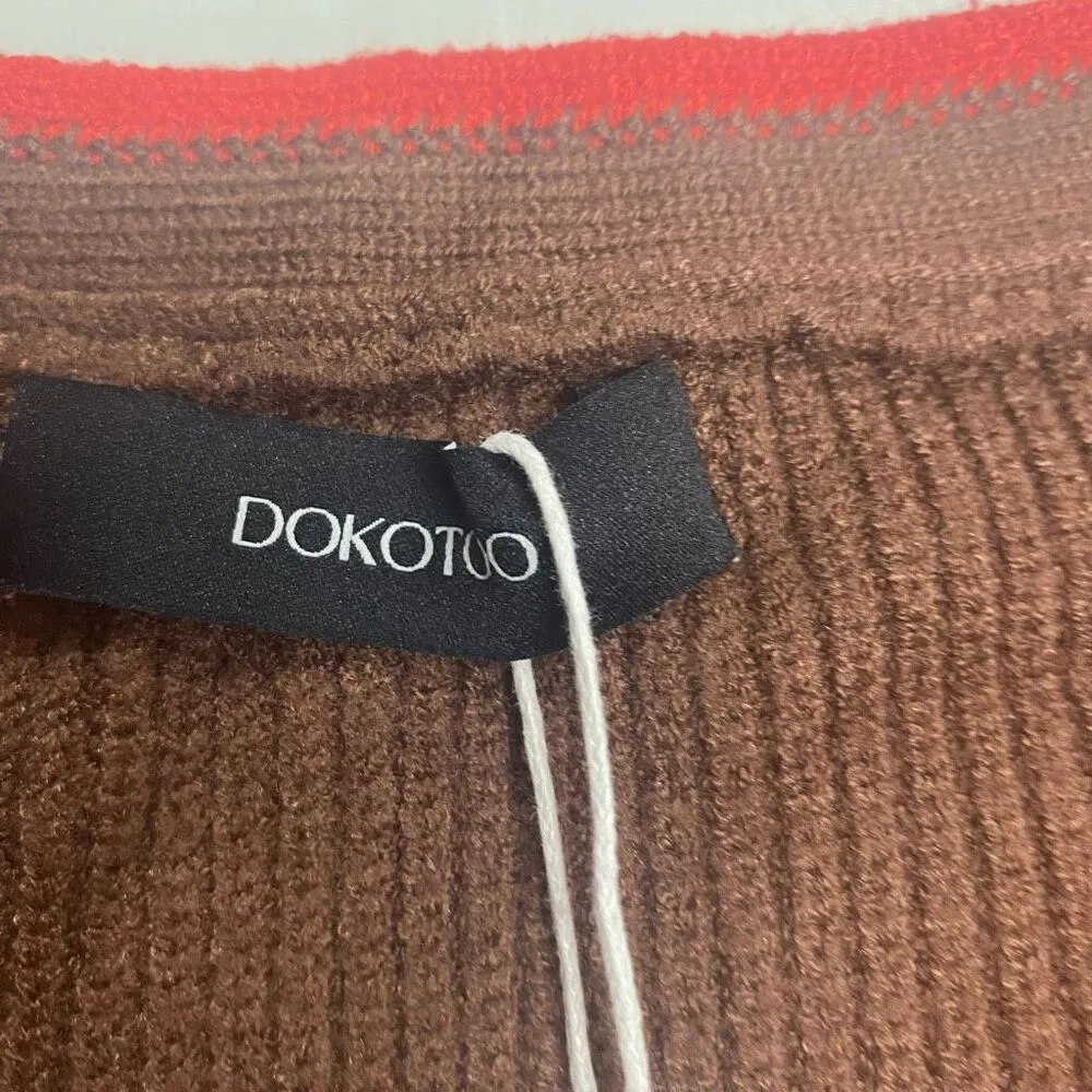 DOKOTOO Women’s Sweater Vest Size 2XL Brown Tan and Red V Neck Cap Sleeves‎ - Image 7