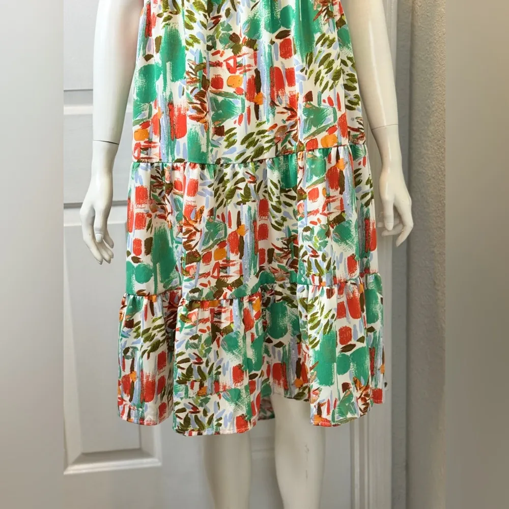 PINCH Green Floral Sleeveless Ruffle Women Size Medium High Low Dress. F21 - Image 8