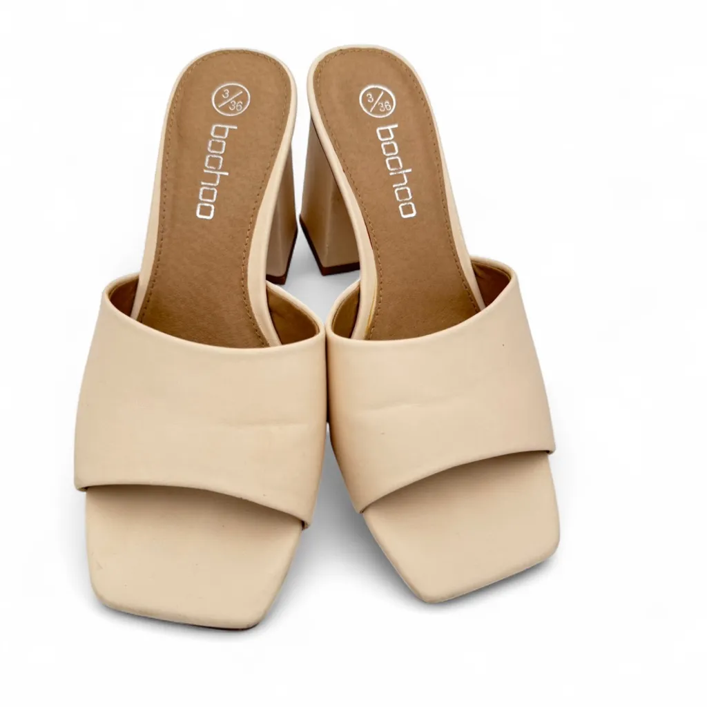 Boohoo Cream Open-Toe Block Heels - Image 3