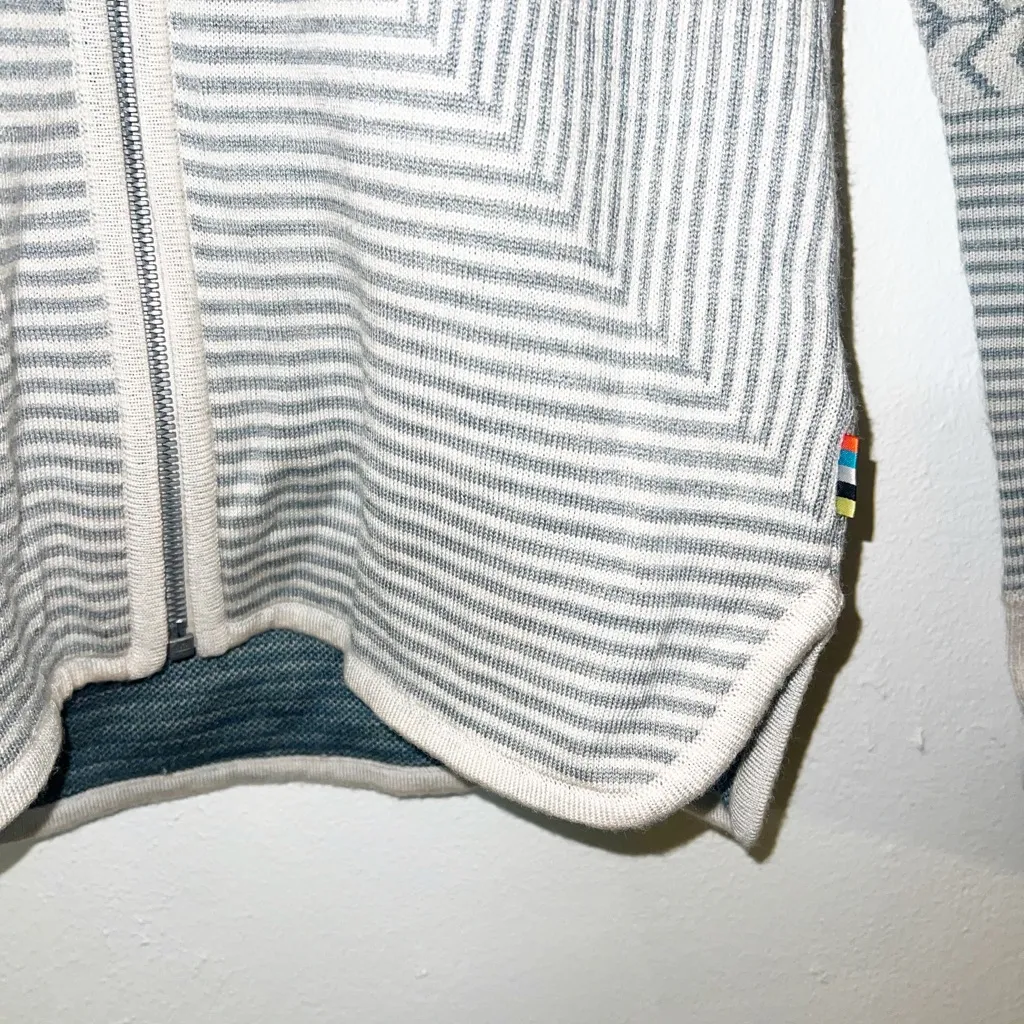 Smartwool lifestyle merino wool blend dacono ski full zip teal gray sweater new - Image 3