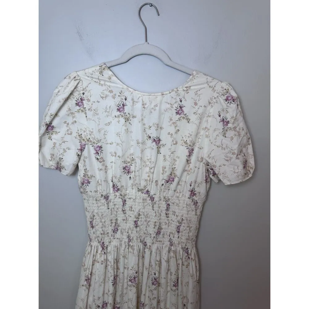 Love Shack Fancy Venna Midi Short Sleeve Smocked Dress S Floral LOVESHACKFANCY - Image 15