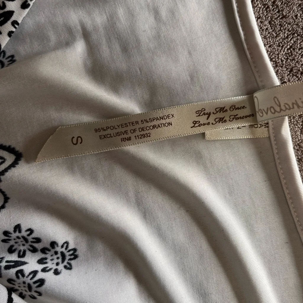 CRISTINALOVE Women’s Boho Black & White Mini Dress Vintage Cover Up Sz S GUC - Image 5