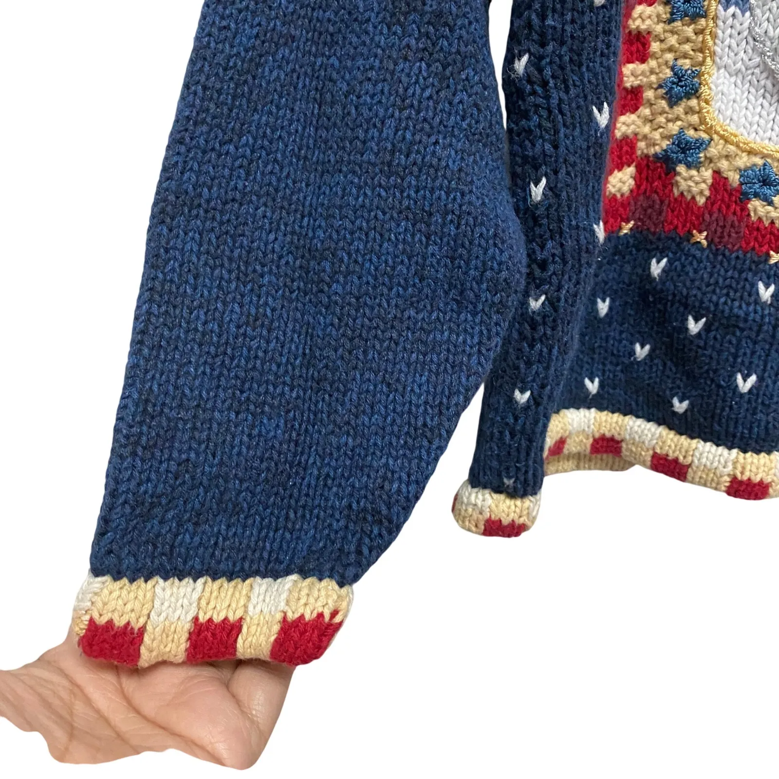 Tiara International Knit Ugly Christmas Sweater Snowman American Flag Medium - Image 8