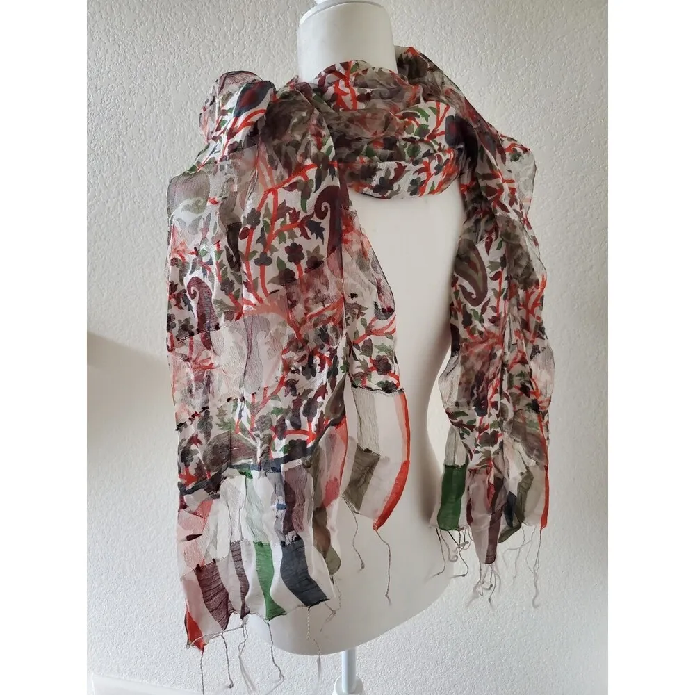 Paisley Scarf Stripe Fringe Gorgeous Long Wrap Boho Dance Hippy Travel Festival - Image 4