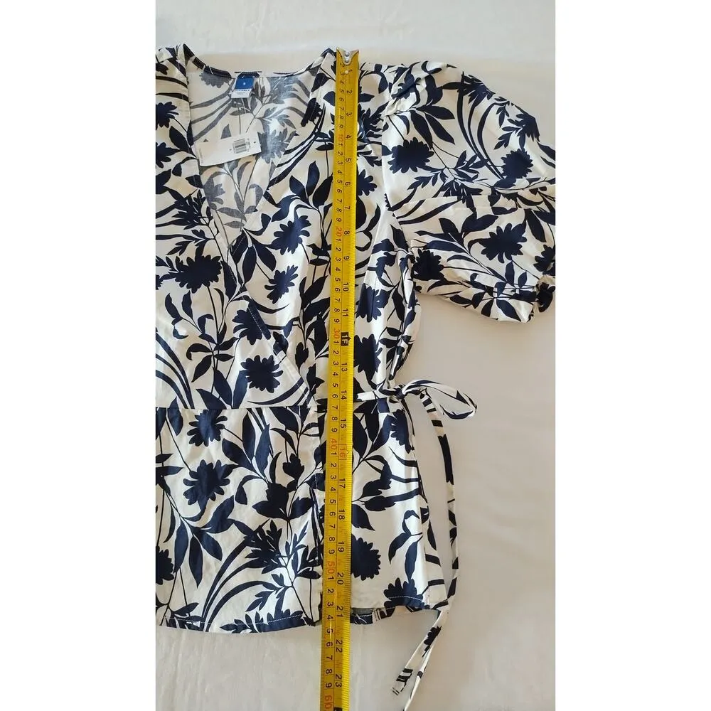 NWT Old Navy Women's Wrap Cotton Blouse Puff Sleeves and Defined Waist Size S - Image 10