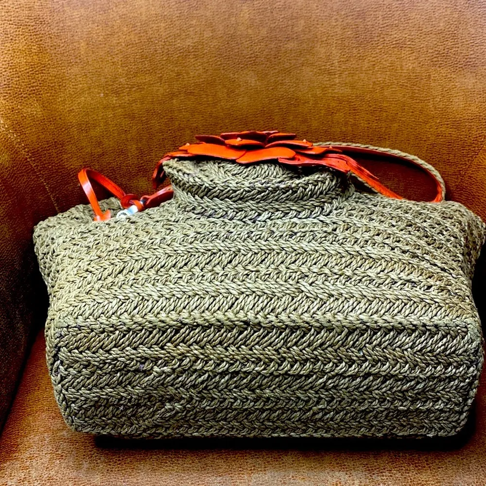 BRIGHTON JUTE AND ROSE CORAL LEATHER LARGE BAG - Image 4