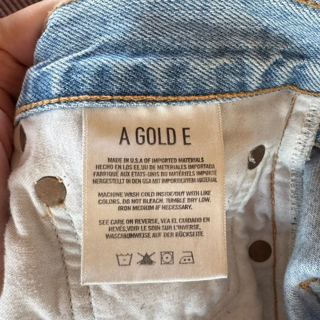 Agolde Pinch Waist Cut Off Denim Jean Shorts Light Wash Size 28 - Image 4