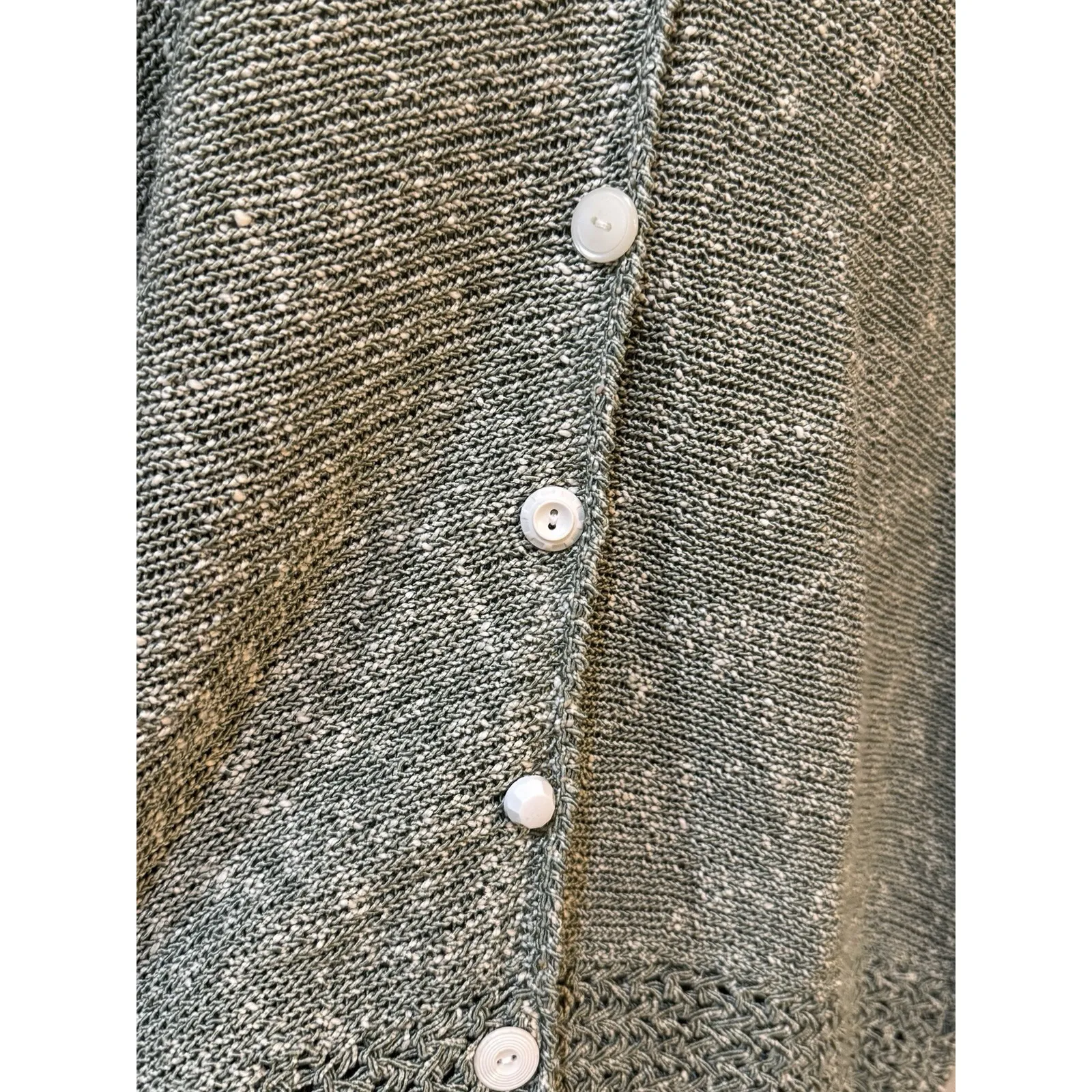 Pour Toi Green Cardigan Sweater Size‎ XL Open Collar Lagenlook Artsy Unique - Image 4