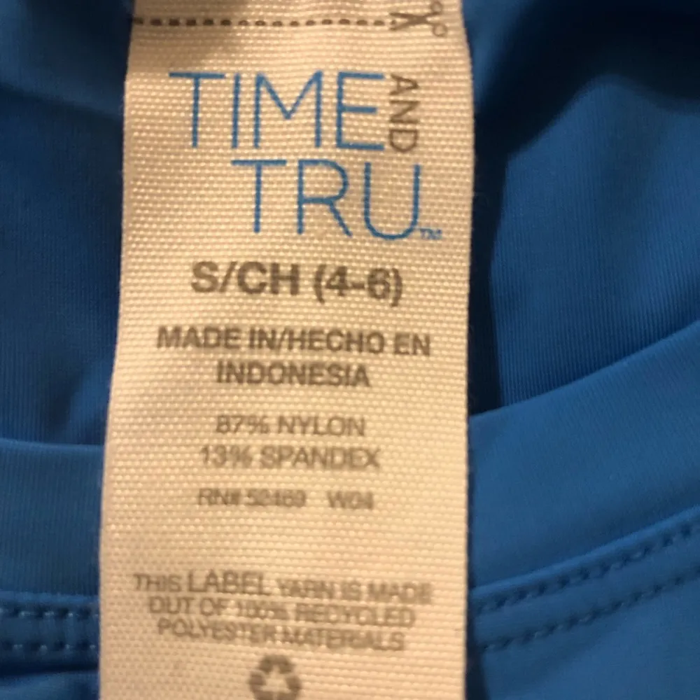 Time And Tru Womens Loose Swim Top Size Small 4-6  Blue Tie At Back Waist New - Image 3