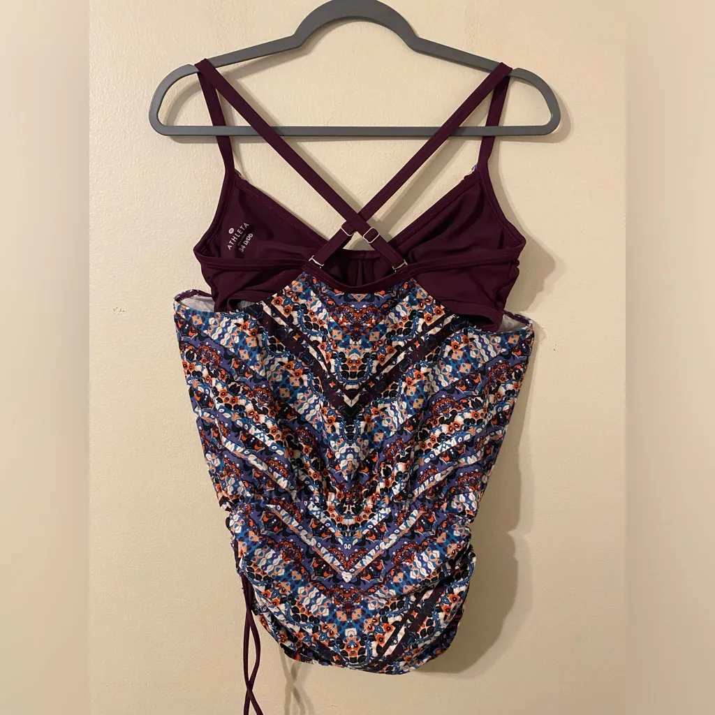 Athleta Marrakesh Side Scrunch Convertible Tankini Top Swim Dress 34‎ D/DD Swim - Image 2
