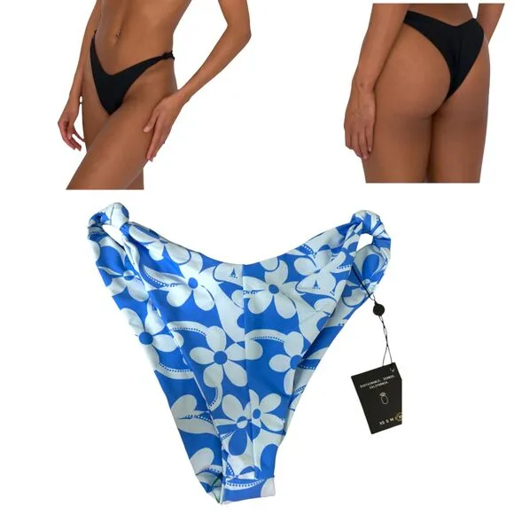 Skatie Suzanne Cape Cod Blue Floral Swim Bikini Bottoms Size XL NEW with Tags - Image 2