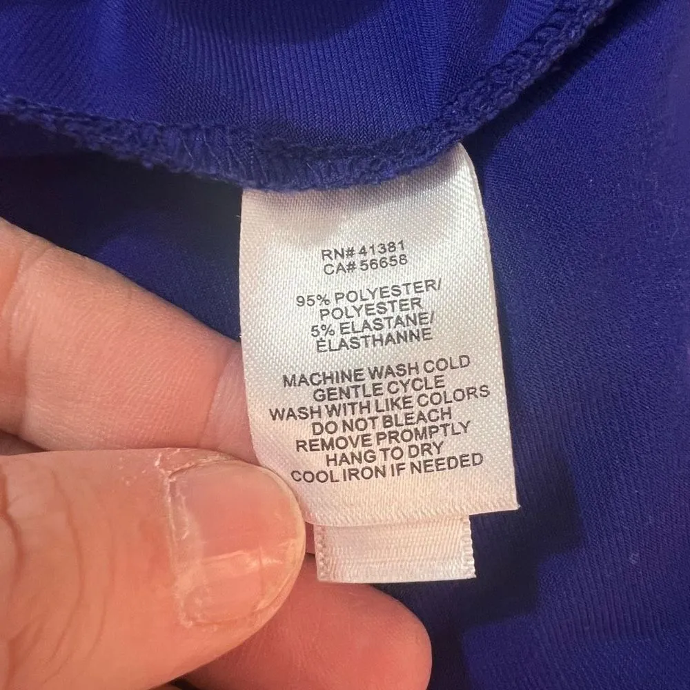 Lauren Ralph Lauren blue sleeveless tie waist attached wrap look sheath dress si - Image 9