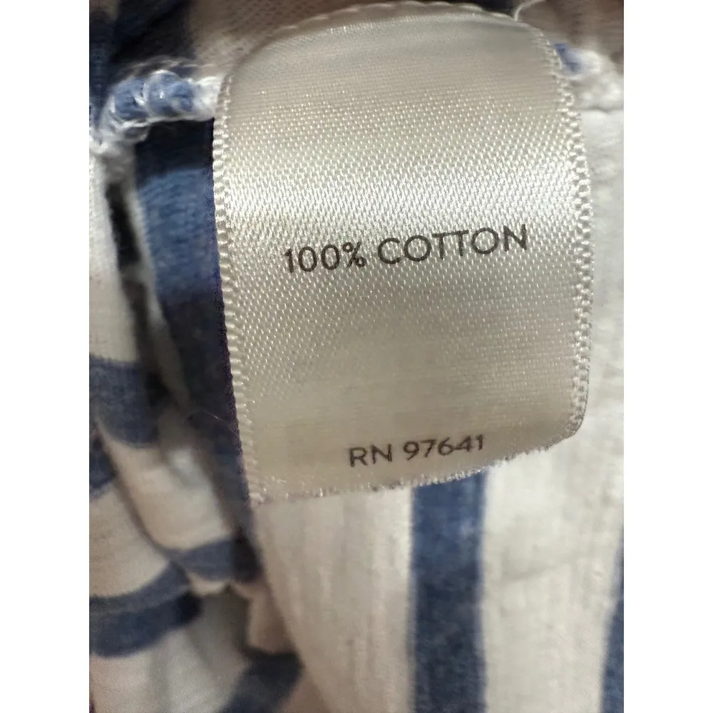 J. Jill Blue White Striped Long Sleeve 100% Cotton Nautical Striped XL Petite Size undefined - Image 6